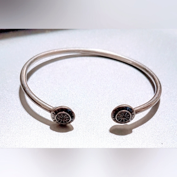Pandora Diamond Sterling Silver Cuff size 7 inch length Bracelet - Picture 3 of 10